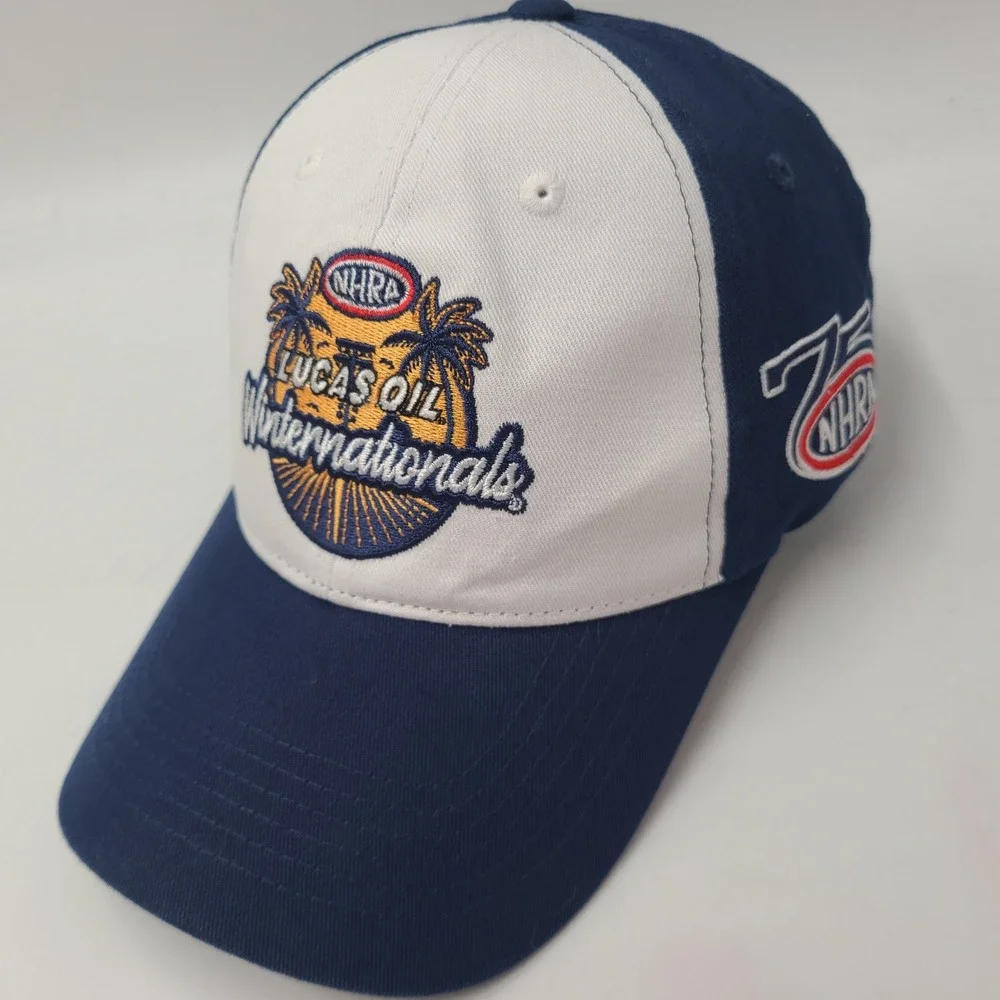 NHRA Hat Adjustable White Blue Top Eliminator Club 2026 Drag Winter Nationals